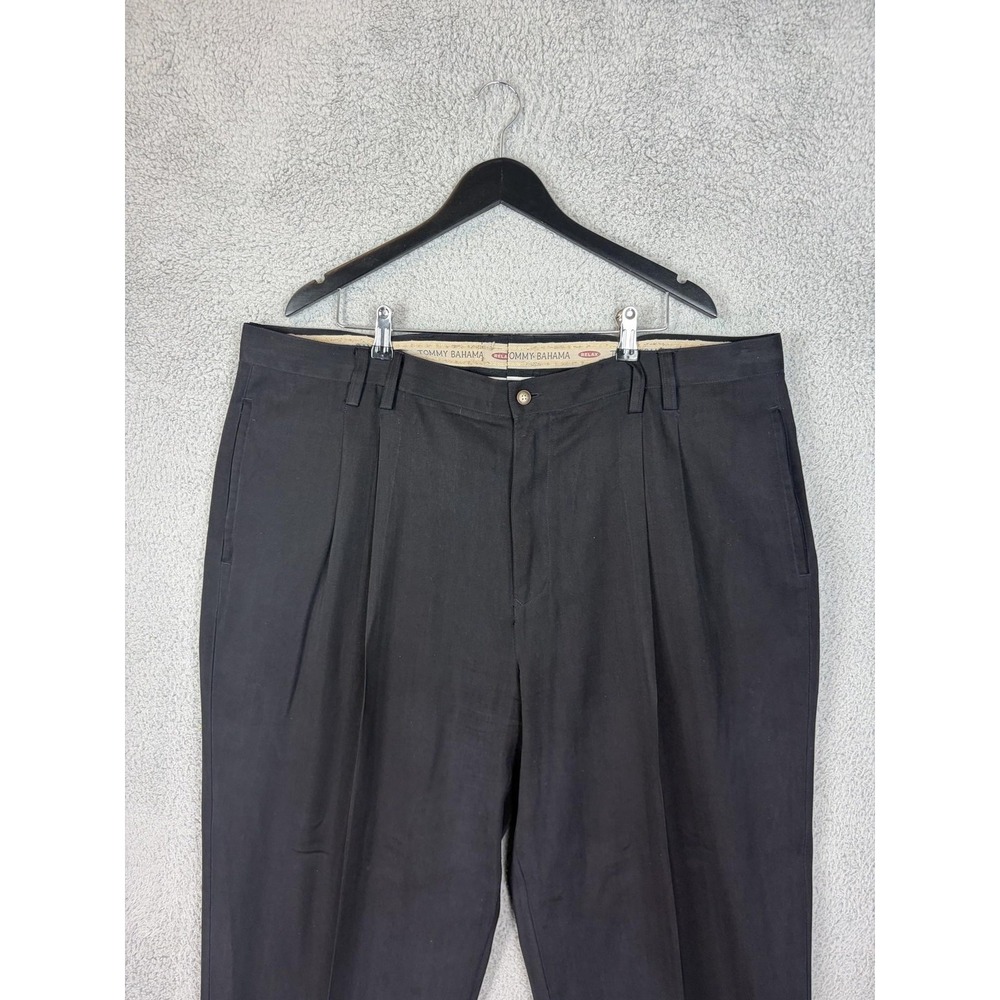 Tommy Bahama Dress Pants Mens 42x32 Gray 100% Silk Relax Pleated Herringbone Men